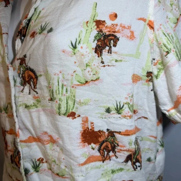 Wrangler Western Desert Cowboy Print Button Up Shirt Size M - Picture 3 of 8